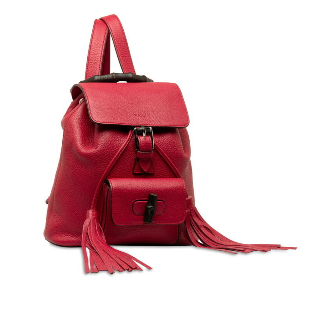 Gucci Bamboo Backpack Red Leather - Picture 2 of 7